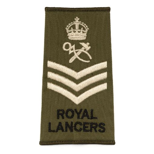 Picture of The Royal Lancers Rank slide - Olive - C/Sgt with H&T - Tudor Crown