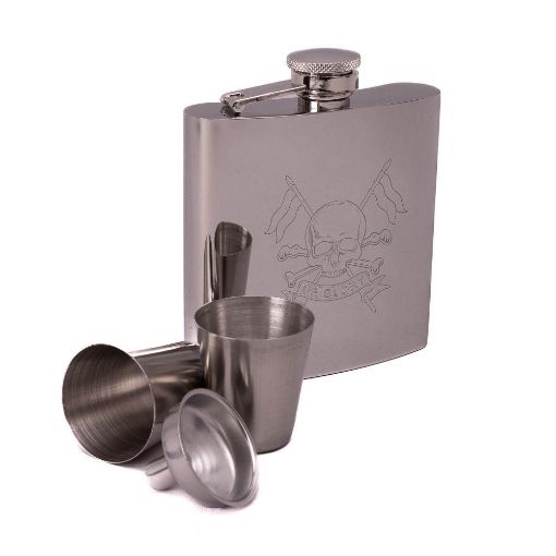 Picture of The Royal Lancers Metal Hip Flask - 6oz with Filler & 2 Cups